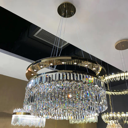 Ares Crystal Ring LED Chandelier,chandelier,chandeliers,pendant,round,rings,,ulti-tier,multi-layer,tiers,layers,crystal,metal,luxury,modern,living room,dining room,foyer,hallway,entrys