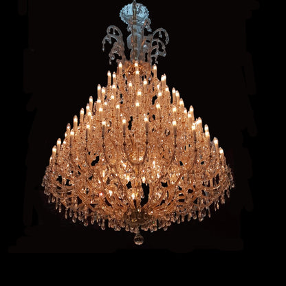 Oversized Traditional Multi-tier Gold Luxury Candle Branch Crystal Chandelier for Foyer/Stairs/Entrys/Hotel Lobby