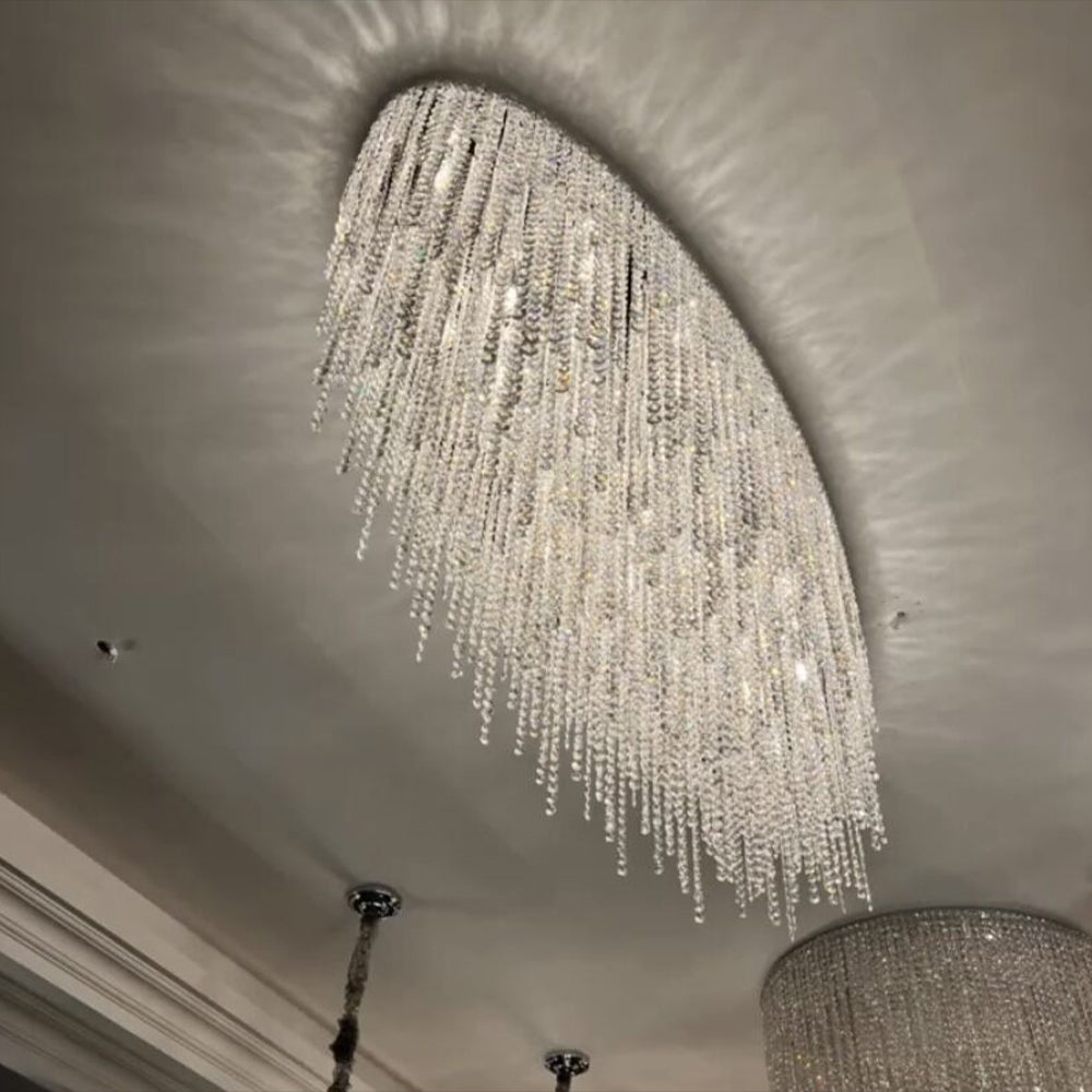 chandelier,chandeliers,pendant,crystal,metal,chrome,round,oval,flush mount,ceiling,tassel,light luxury,luxury,living room,dining room,bedroom,kitchen island,bar,hallway,entrys