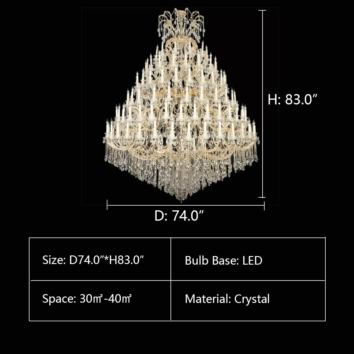 D74.0"*H83.0" 66L Rococo Foyer Classic Crystal Chandelier,chandelier,chandeliers,crystal,candle,pendant,raindrop,teardrop,layers,tiers,traditional,classical,extra large,large,oversized,huge,big,long,stairs,entrys,foyer,duplex hall,living room