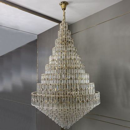 Oversized Luxury Multi-tier Honeycomb Crystal Ceiling Chandelier for Stairs/Foyer/Entryway