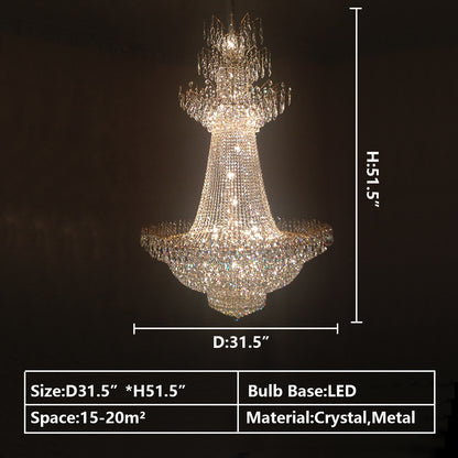 D31.5"*H51.5" crystal,chandelier,chandeliers,flower,pendant,ceiling,round,empire,raindrop,chain,adjustable,living room,foyer,stairs,entryance