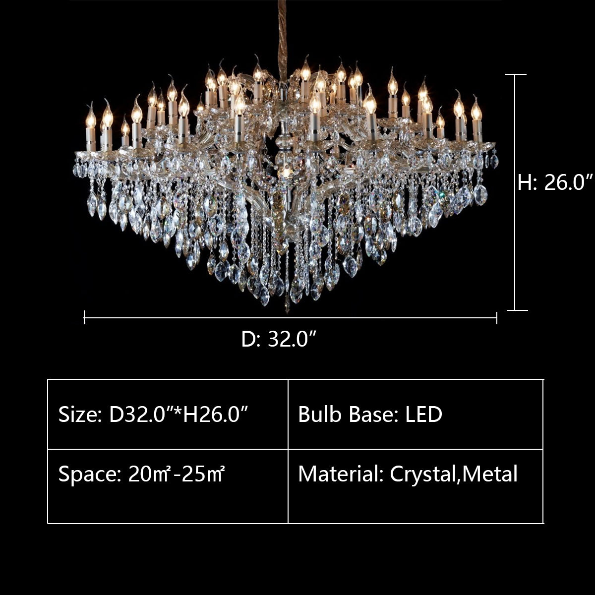 16Lights: D32.0"*H26.0" ALLUMAGE WIDE CLASSIC CRYSTAL CHANDELIER MD6141，chandelier,chandeliers,crystal pendant,crystal,raindrop,teardrop,candle,branch,clear,ceiling,foyer,living room,extra large,oversized,huge,big,large,oversized