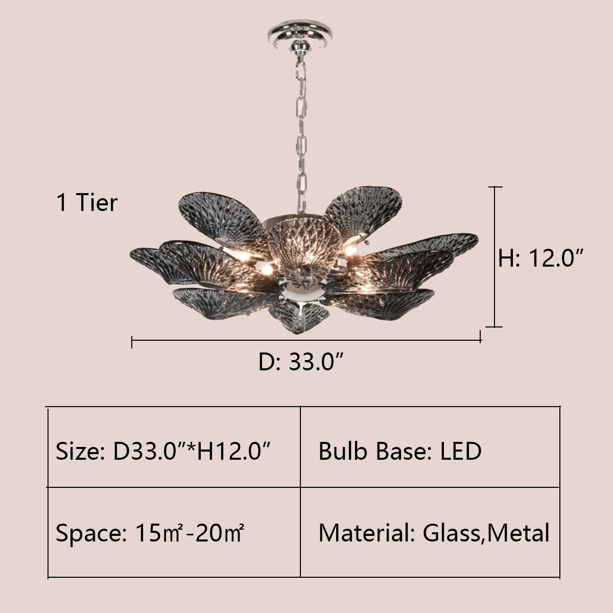 1 Tier: D33.0"*H12.0" Bella Murano Glass Flower Chandelier,chandelier,chandeliers,pendant,flower,ceiling,chain,adjustable,glass,metal,smoke,amber,clear,blue,multi-tier,multi-layered,layers,tiers,art,creative,living room,dining room,foyer,entryance,hallway,stairs