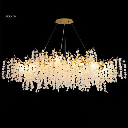 Luxury Branches Crystal Frosted Glass Chandelier Designs for Living /Dining Room Elegant Ceiling Light