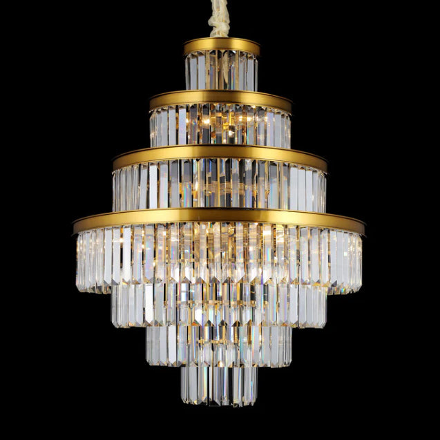 Extra Large Honeycomb Multi-layer Round Crystal Rods Chandelier for Living Romm/Foyer/Stairs