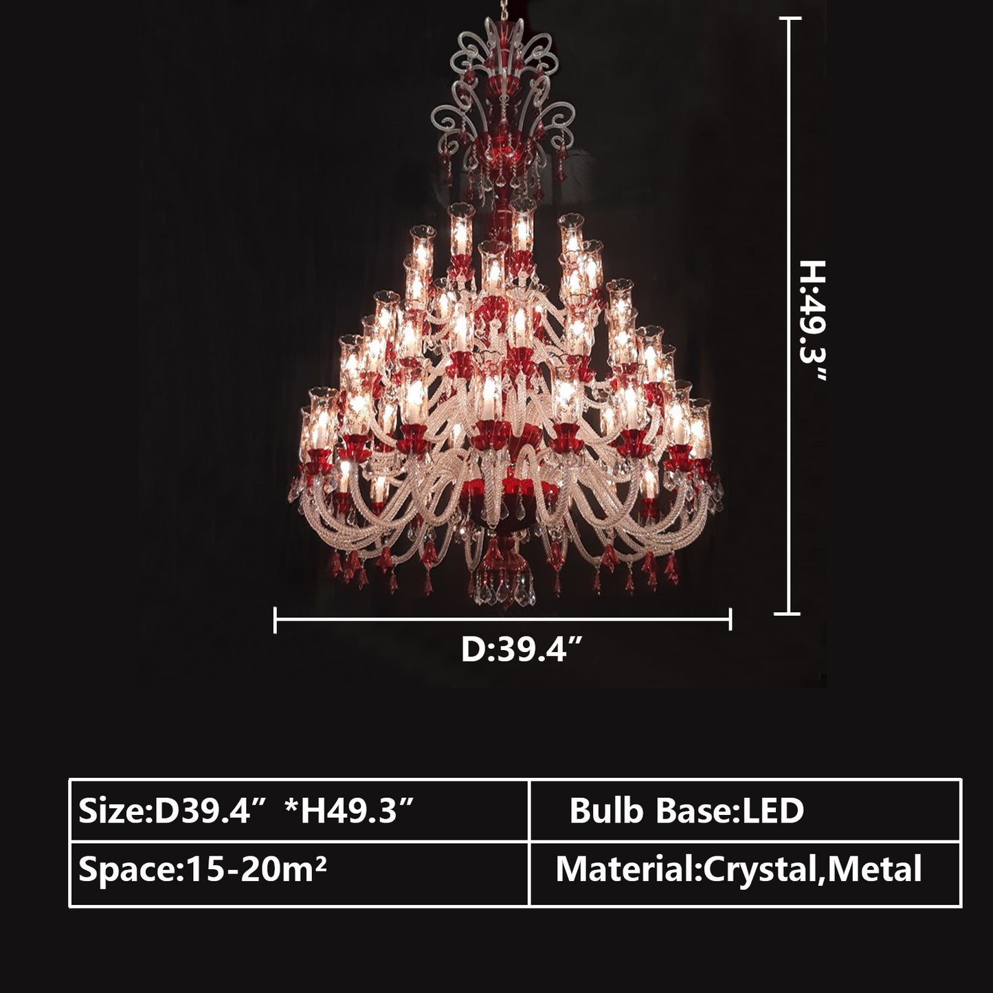 D39.4"*H49.3" chandelier,chandeliers,candle,pendant,raindrop,teardrop,red,crystal,metal,branch,traditional,classical,flower,oversized,extra large,large,big,huge,living room,dining room,stairs,foyers,entrys,hotel lobby,duplex hall