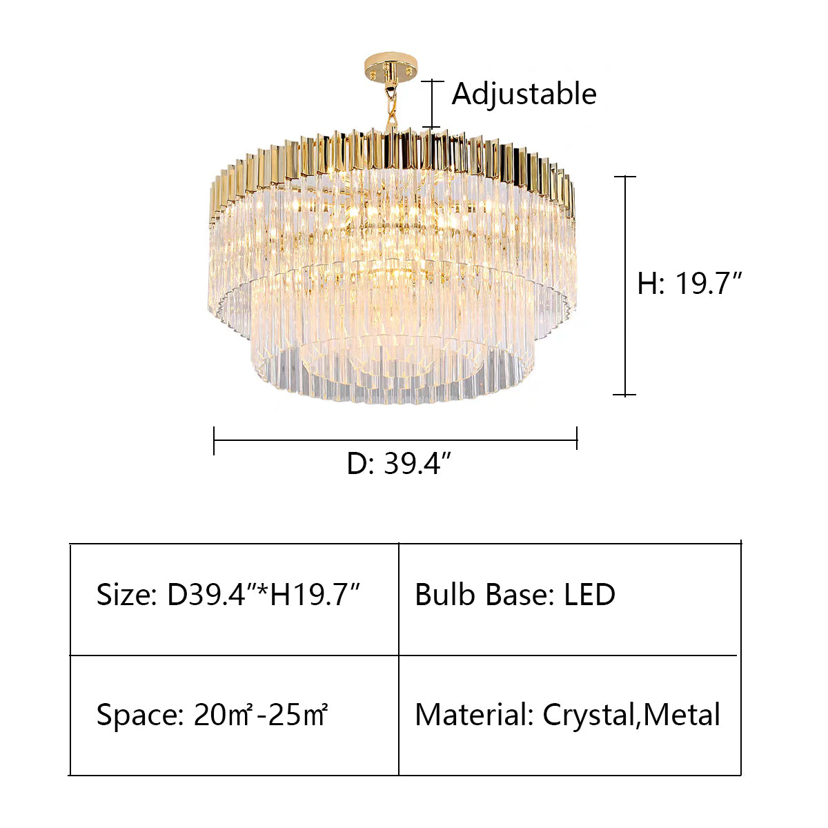 Round: D39.4"*H19.7" chandelier,chandeliers,crystal,metal,clear crystal,gold metal,branch,multi-tier,tiers,ceiling,living room,dining room,overswized,round,rectangle,oval