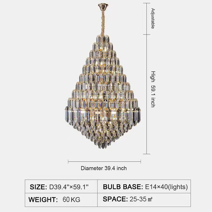 Extra Large D47.2”*H70.9” Luxury Modern Chandeliers For Hotel Lobby Hallway Foyer / Staircase Living Room