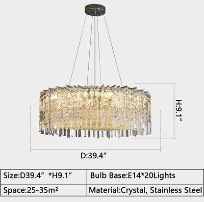 Chrome Silver Stylish Round Crystal Chandelier Modern Ceiling Pendant Light For Living Room/ Bedroom