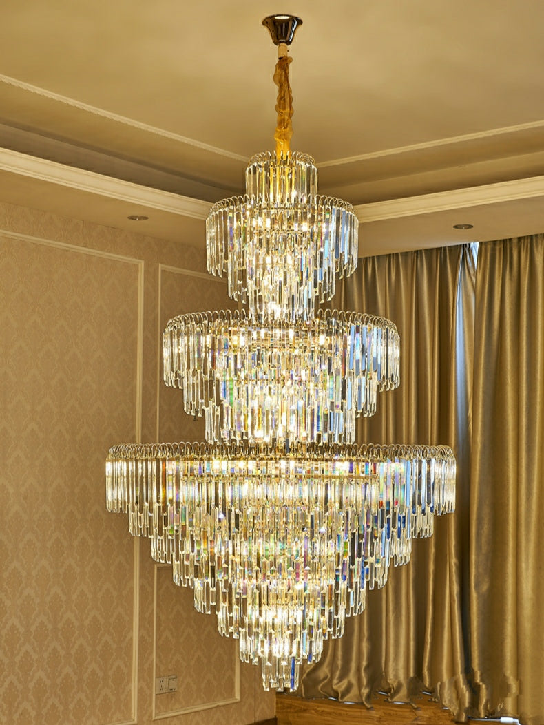 3 Layers Extra Length D78.7"*H137.8"/ 85 Lights Living Room Chandelier Magnificent Luxury Foyer Entryway Hotel Lobby Hallway Crystal Light Fixture