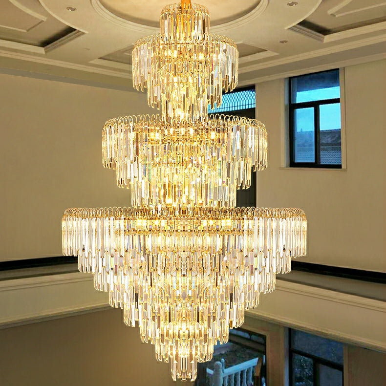 3 Layers Extra Length D78.7"*H137.8"/ 85 Lights Living Room Chandelier Magnificent Luxury Foyer Entryway Hotel Lobby Hallway Crystal Light Fixture