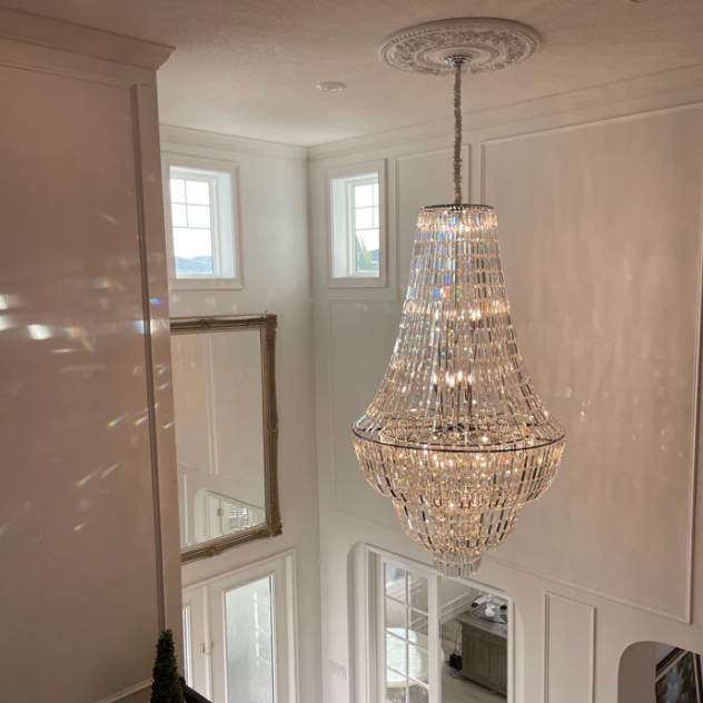 Oversized Modern Light Luxury Empire Crystal Chandelier for Living Room/Foyer/Stairs