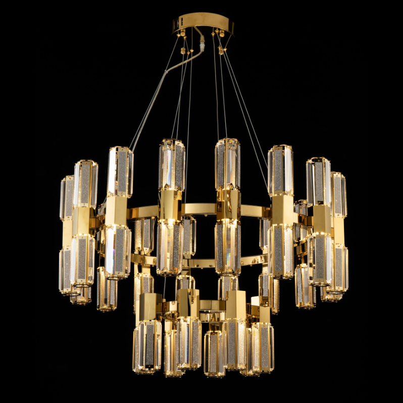 Modern Luxury Round Layers Light Crystal Rods Pendant Chandelier for Living Room/Foyer/Entrys