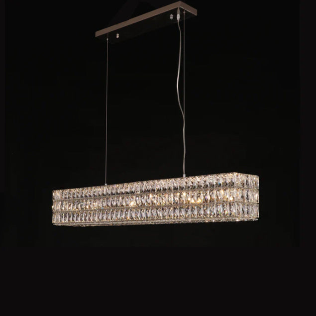 Modern Light Luxury Rectangle Crystal Dining Table Scandinavian Chandelier for Dining Room