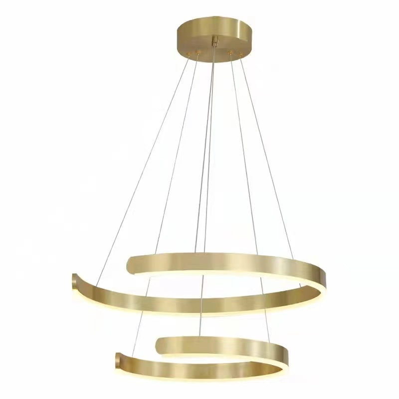 Gold Ring LED Chandelier Light With Wrought Iron Accents For Living Room