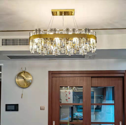 Round Ring Crystal Chandelier Luxury Modern Ceiling Fixtures Light For Living And Dining Room