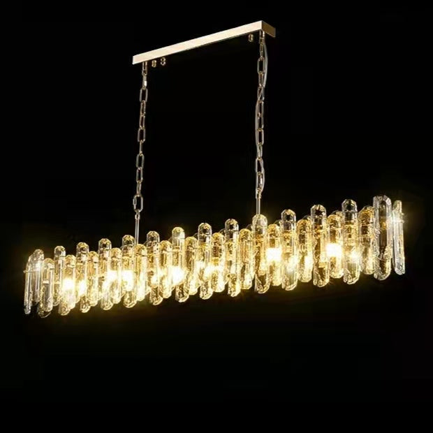 Ice Clear Round and Long Crystal Chandelier For Living Room Ceiling Lamp for Dining / Bedroom Hallway Light