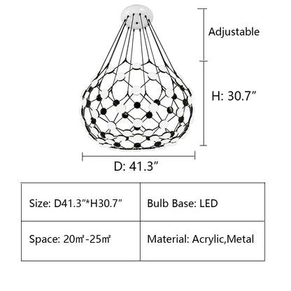 D41.3"*H30.7" chandelier,chandeliers,black,white,round,art,creative,inimalist,nordic,modern,ceiling,flush mount,acrylic.metal,living room,dining room.bedroom,foyer,bar,entrys,hallway