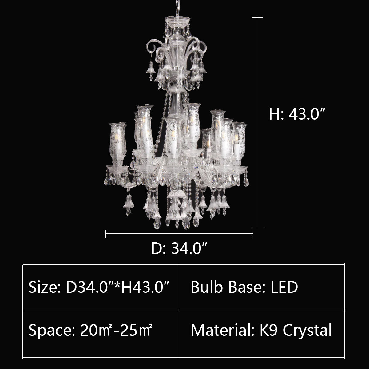 15Lights: D34.0*H43.0" Ivanka 15 light Bohemian Crystal Chandelier,chandelier,chandeliers,pendant,candle,branch,crystal,k9 crystal,raindrop,teardrop,crystal shade,pendants,luxury,light luxury,traditional,flower,clear,modern,creative,living room,dining room,entrys,foyers,hallway