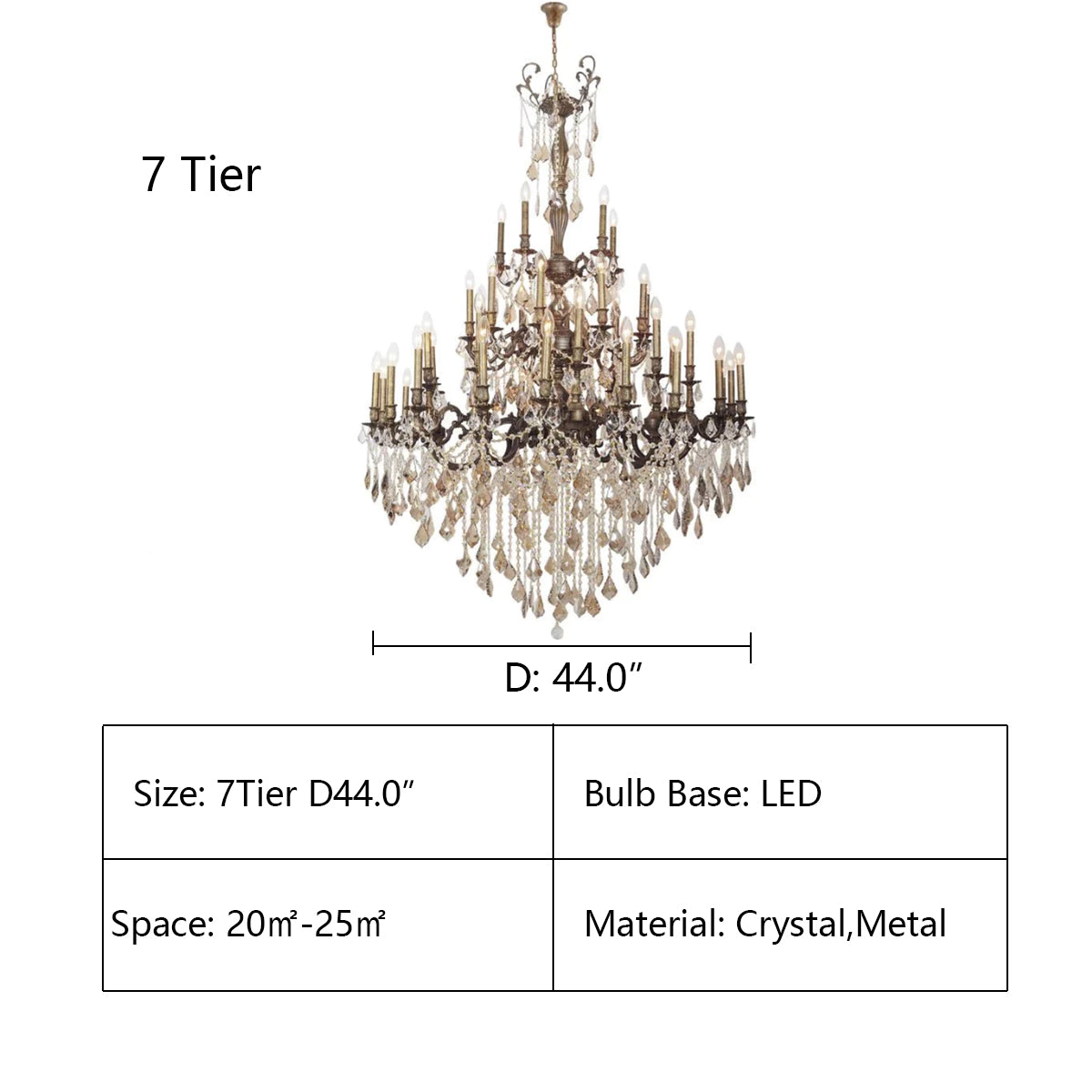 7Tier: D44.0" 80”W SANTA BARBARA CRYSTAL CHANDELIER,Chandelier,chandeliers,pendant,candle,branch,raindrop,teardrop,vintage,luxury,chain,extra large,large,big,huge,oversized,foyer,tiers,layers,multi-tier,multi-layer,living room,stairs,staircase,entrys,entryance