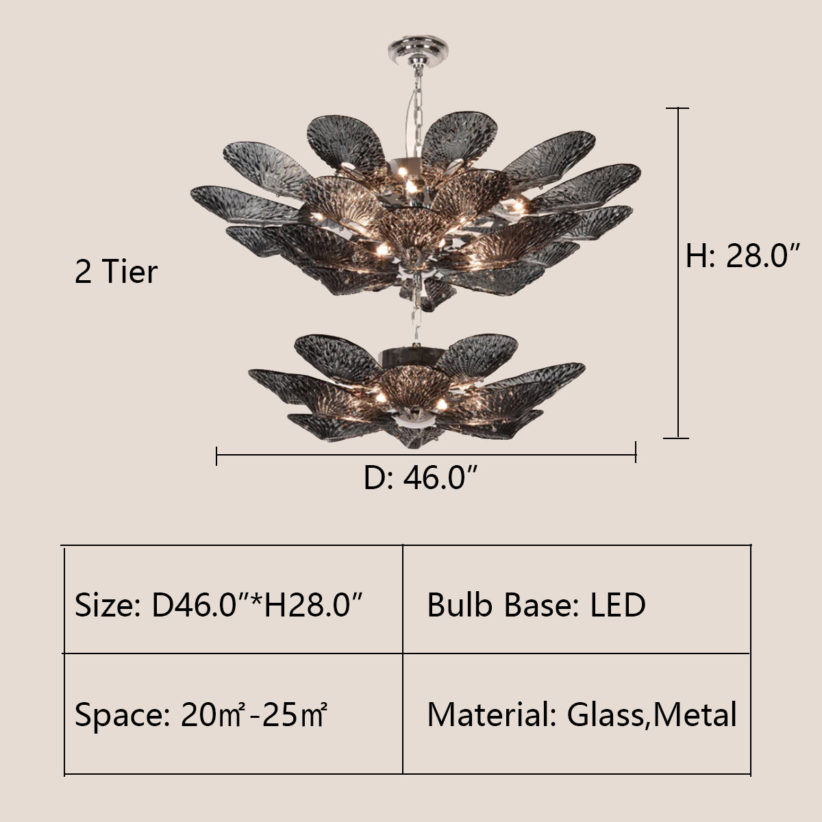 2 Tier: D46.0"*H28.0" Bella Murano Glass Flower Chandelier,chandelier,chandeliers,pendant,flower,ceiling,chain,adjustable,glass,metal,smoke,amber,clear,blue,multi-tier,multi-layered,layers,tiers,art,creative,living room,dining room,foyer,entryance,hallway,stairs