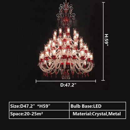 D47.2"*H59.0" chandelier,chandeliers,candle,pendant,raindrop,teardrop,red,crystal,metal,branch,traditional,classical,flower,oversized,extra large,large,big,huge,living room,dining room,stairs,foyers,entrys,hotel lobby,duplex hall