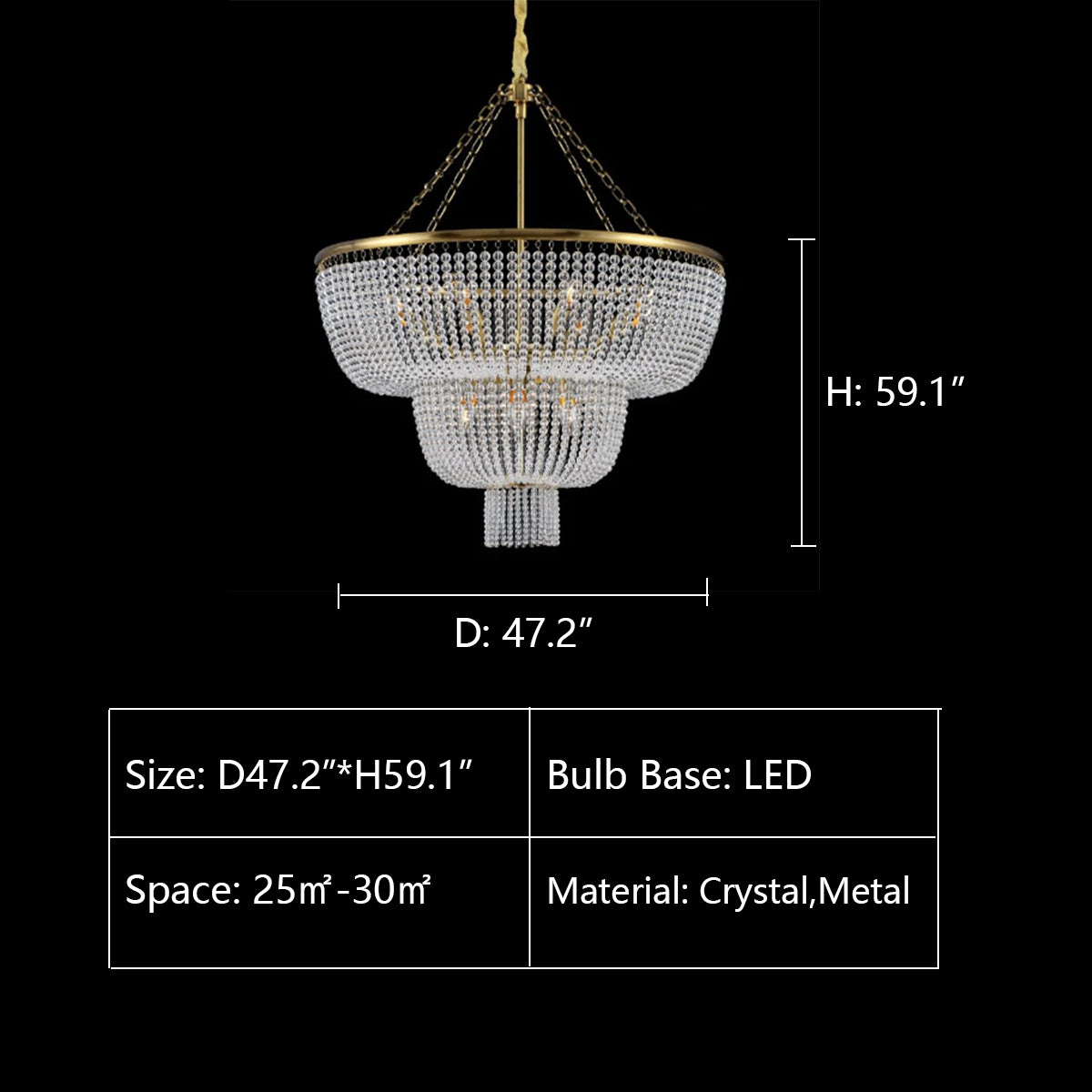 D47.2"*H59.1" chandelier,chandeliers,boho,modern,bead,crystal,chain,living room,dining room,foyer,entryance,ceiling,tiers,layers,round,circle,ring