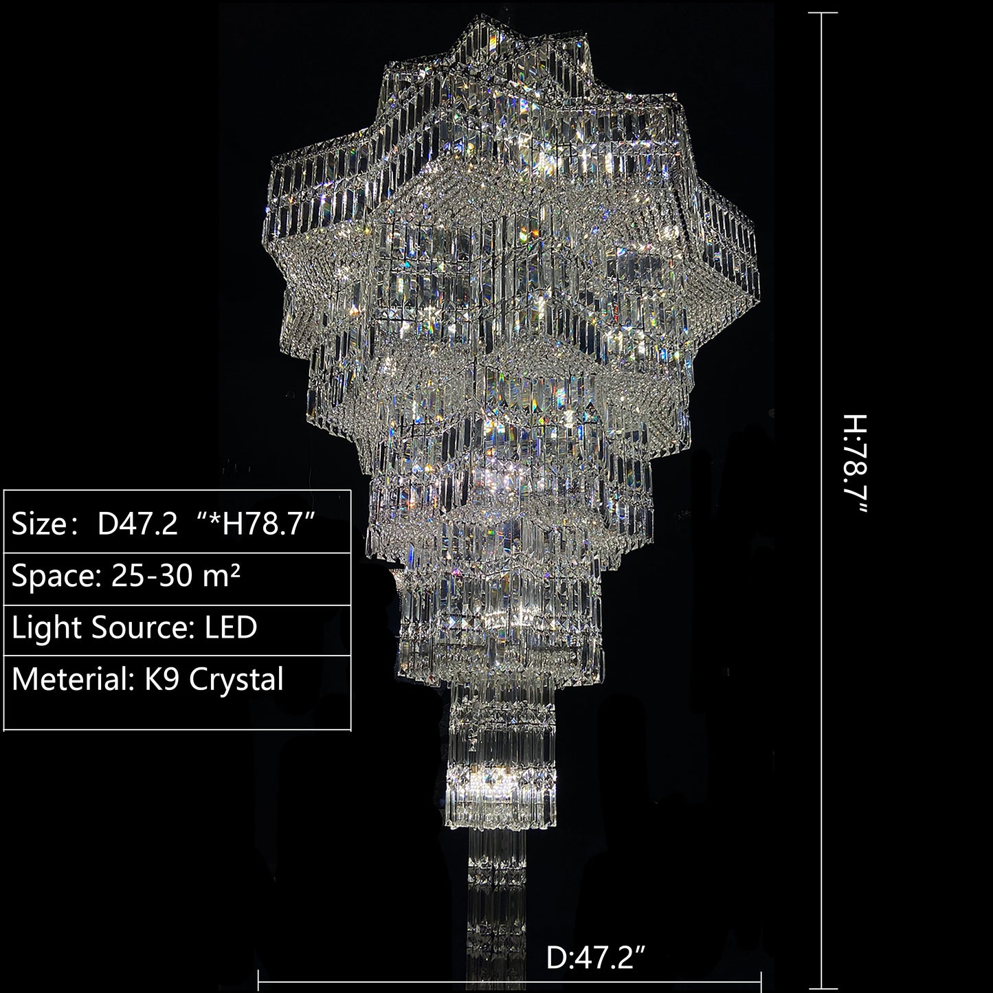 Luxury Extra Large Plaza Multi-Tier Crystal Chandelier For  Hotel Hall / 2 Story Foyer / High Ceiling Living Room