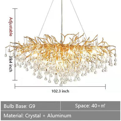 Stunning Tree Branch Crystal Chandelier With Clear Teardrop-shaped Glass Living/Dining Room Ceiling Lamp/Light