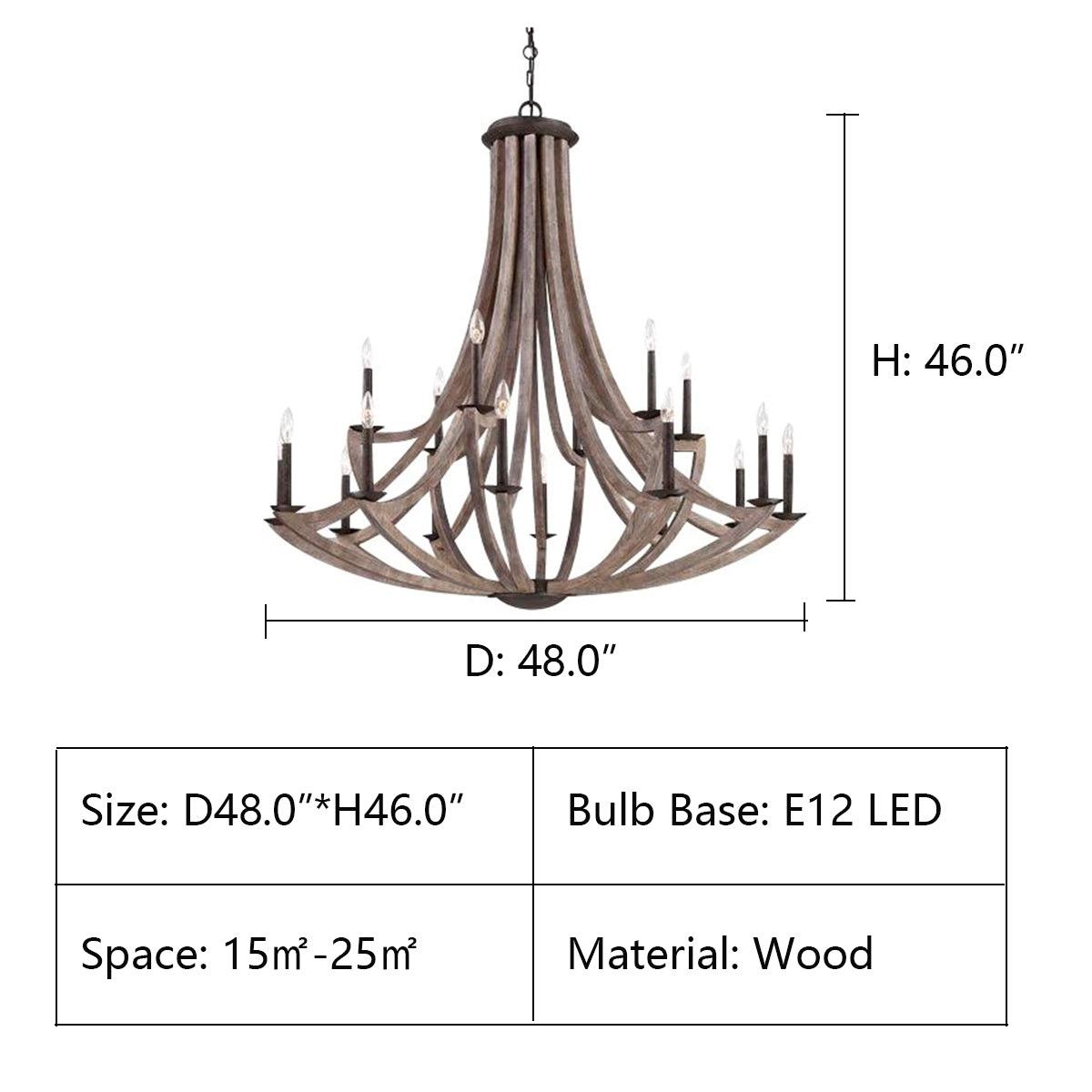 D48.0"*H46.0" Osteria Foyer Reclaimed Wood Chandelier,chandelier,chandeliers,wood,wooden,candle,metal,iron,black iron,branch,candle light,ceiling,foyer,living room,dining room,bedroom,vintage,retro