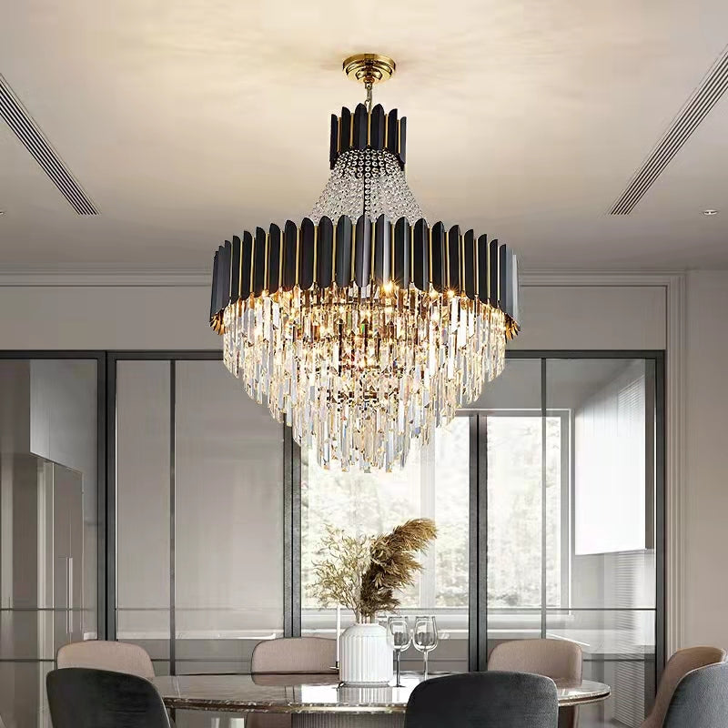 Fashion Black Crystal Chandelier Foyer Hallway Ceiling Lighting Fixture