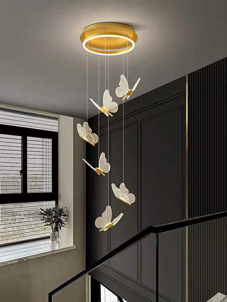 Extra Large Customization Nordic Butterfly Chandelier Luxury Foyer Staircase Ceiling Light For Powder room Hotel Nursery Living room kids room