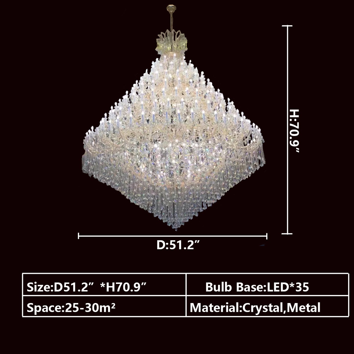 35 Lights: D51.2"*H70.9" extra large,large,oversized,huge,big,chandelier,chandeliers,pendant,crystal,metal,branch,candle,luxury,light luxury,raindrop,teardrop,tassel,living room,hotel lobby,stairs,duplex hall,dining room,hallway,entryance,ceiling