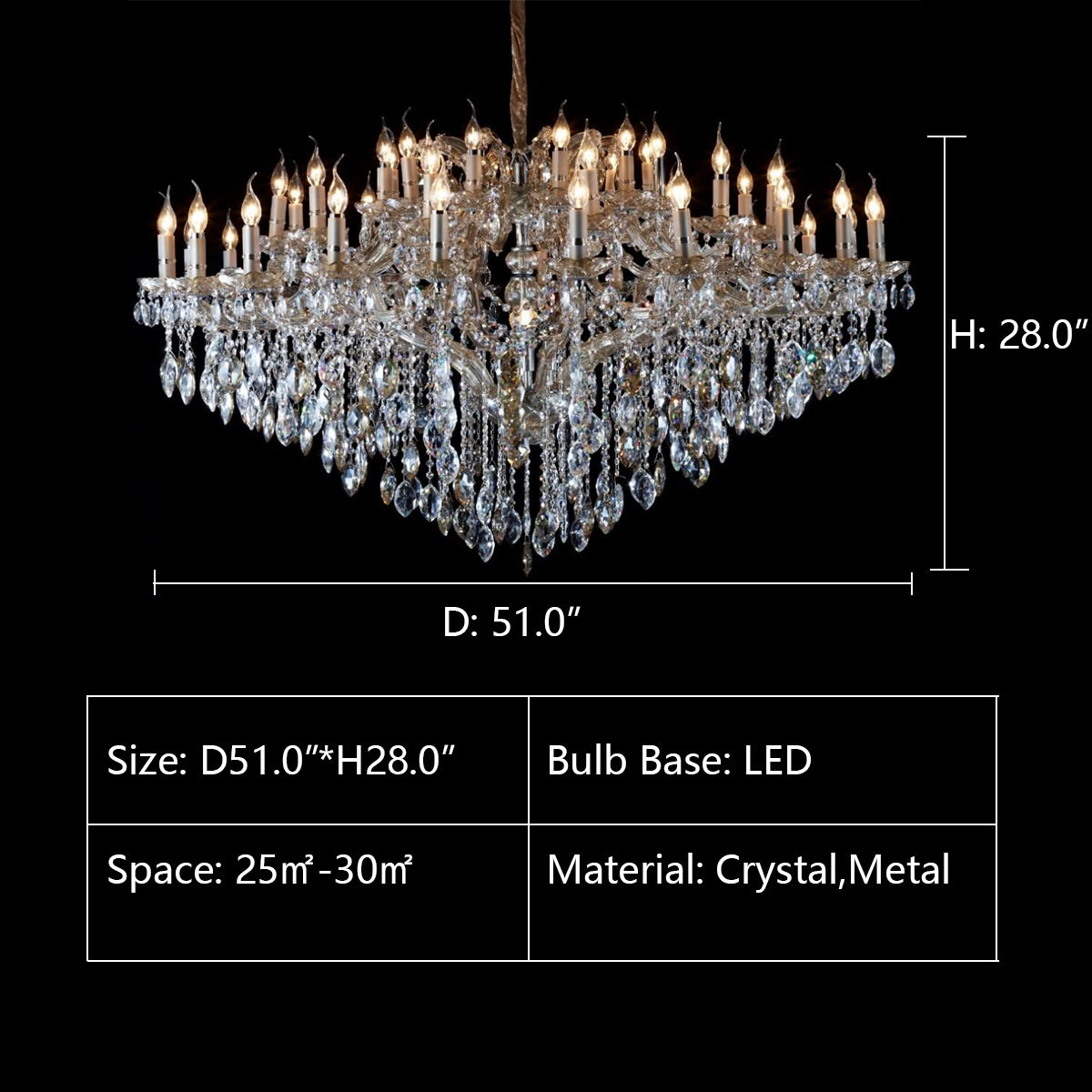 39Lights: D51.0"*H28.0" ALLUMAGE WIDE CLASSIC CRYSTAL CHANDELIER MD6141，chandelier,chandeliers,crystal pendant,crystal,raindrop,teardrop,candle,branch,clear,ceiling,foyer,living room,extra large,oversized,huge,big,large,oversized