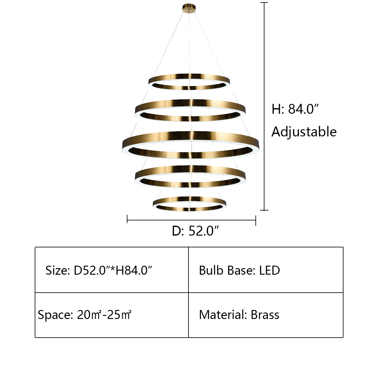 D52.0"*H84.0" LIANA ROUND 5-RING DOUBLE LED CHANDELIER,chandelier,chandeliers,pendant,circle,rings,round,multi-tier,multi-layer,layer,tier,multi-ring,ceiling,brass,copper,foyer,living room,entrys,gold,oversized,huge,big,large
