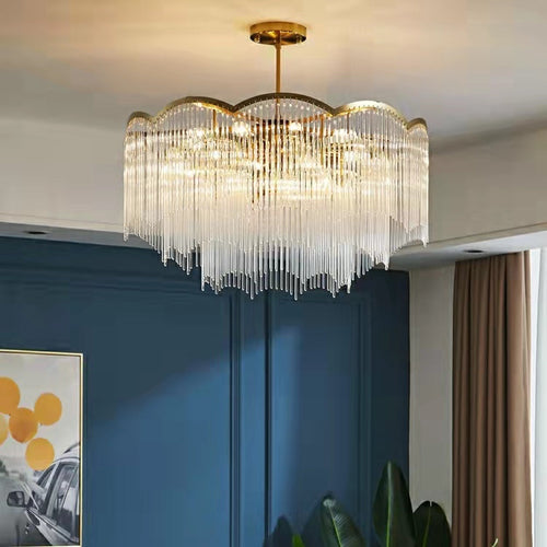 Elegant Lighting Chandelier Cheap Linear Crystal Glass Lamp For Living/ Dining Room