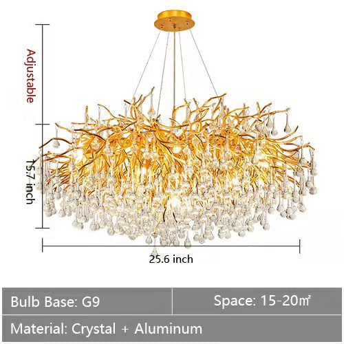 Stunning Tree Branch Crystal Chandelier With Clear Teardrop-shaped Glass Living/Dining Room Ceiling Lamp/Light