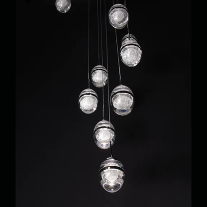 Flush Mount Extra Long Glass Bubble Pendant Chandelier for Foyer/Living Room/Stairs