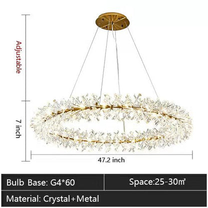 2 Wheel Frozen Ice Crystal Chandelier Light for Living Room Dining Hall