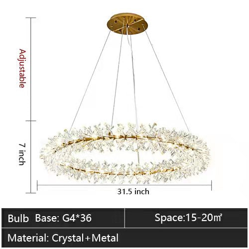 2 Wheel Frozen Ice Crystal Chandelier Light for Living Room Dining Hall