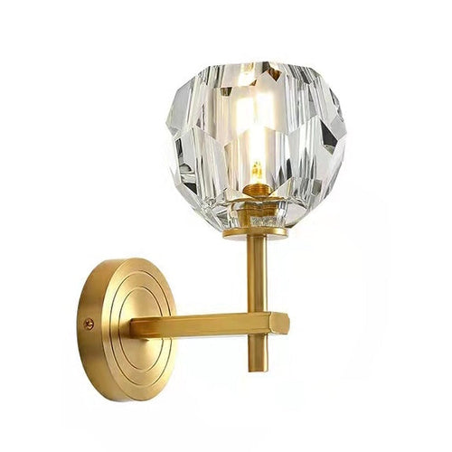 Luxury K9 Crystal Wall lamp Modern Pure Copper /Brass Bedroom Night Light Staircases Decoration Lamps