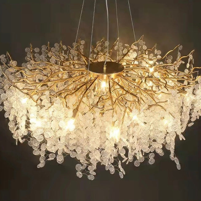 Luxury Branches Crystal Frosted Glass Chandelier Designs for Living /Dining Room Elegant Ceiling Light