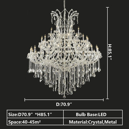 D70.9"*H85.1" chandelier,chandeliers,pendant,crystal,metal,candle,branch,raindrop,teardrop,tiers,layers,multi-tier,multi-layer,multiple,large,extra large,huge,big,oversized,living room,foyer,stairs,entrys,duplex hall