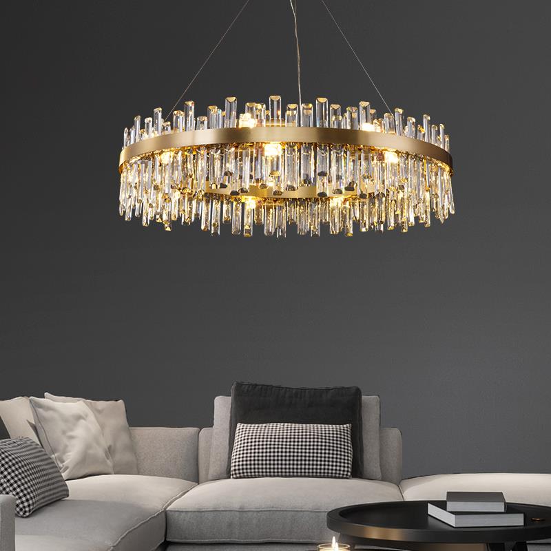 Round Ring Crystal Chandelier Luxury Modern Ceiling Fixtures Light For Living And Dining Room