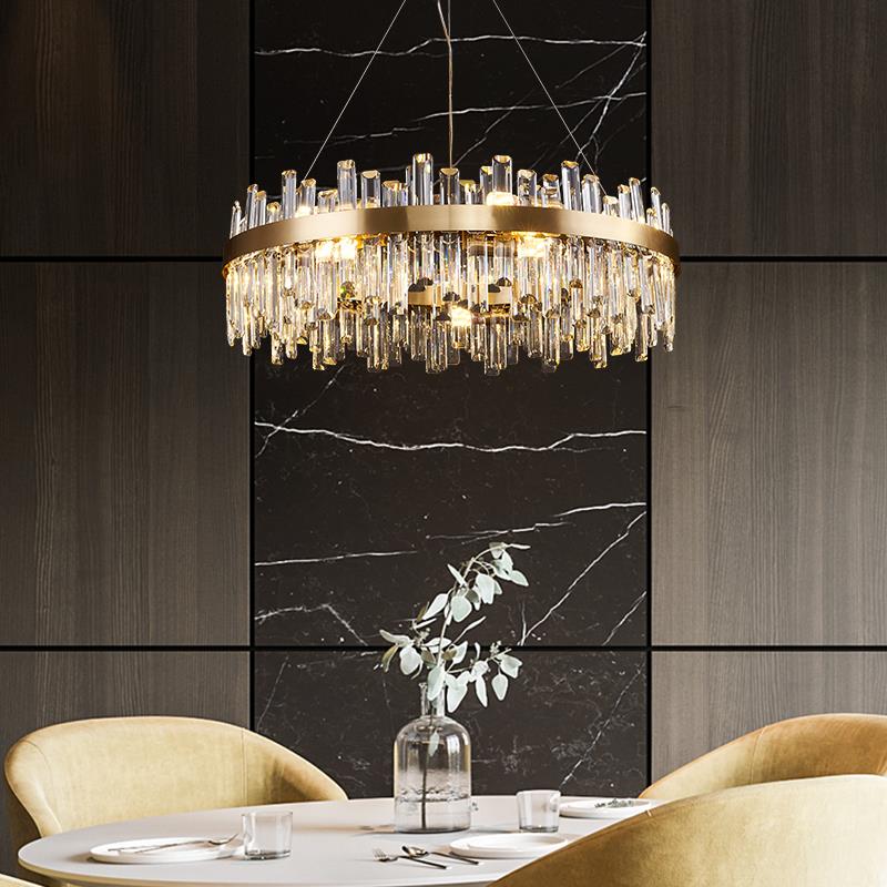 Round Ring Crystal Chandelier Luxury Modern Ceiling Fixtures Light For Living And Dining Room