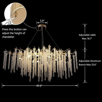 Crystal Leaf Chandelier For Dining Table Branch Style Ceiling Light for Modern Home