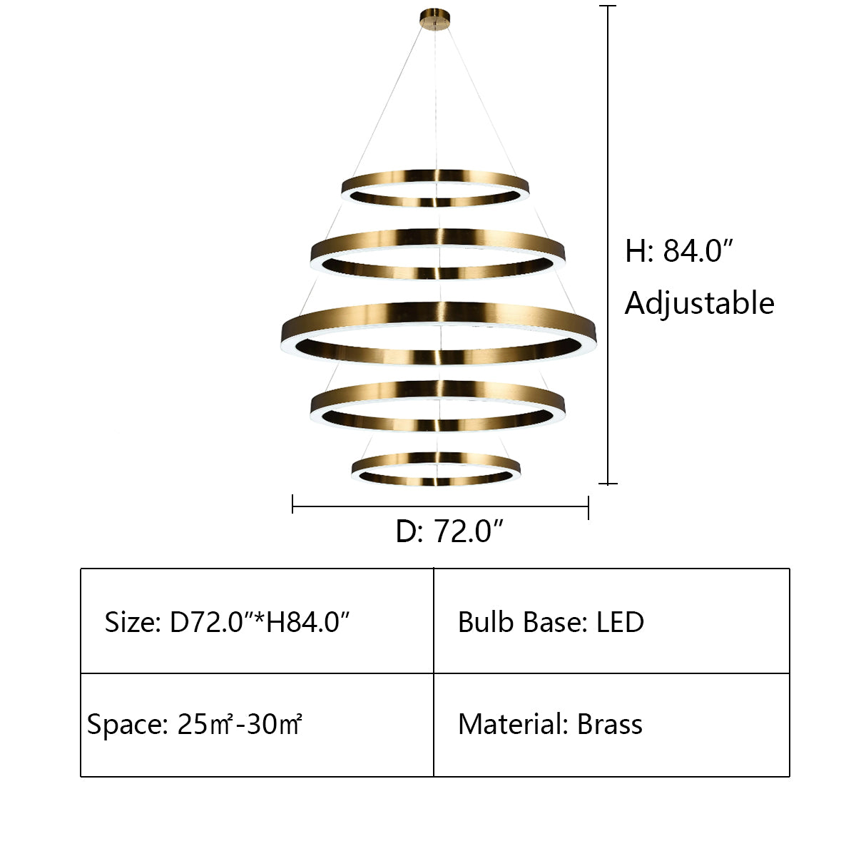 D72.0"*H84.0" LIANA ROUND 5-RING DOUBLE LED CHANDELIER,chandelier,chandeliers,pendant,circle,rings,round,multi-tier,multi-layer,layer,tier,multi-ring,ceiling,brass,copper,foyer,living room,entrys,gold,oversized,huge,big,large