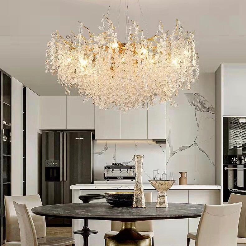 Luxury Branches Crystal Frosted Glass Chandelier Designs for Living /Dining Room Elegant Ceiling Light