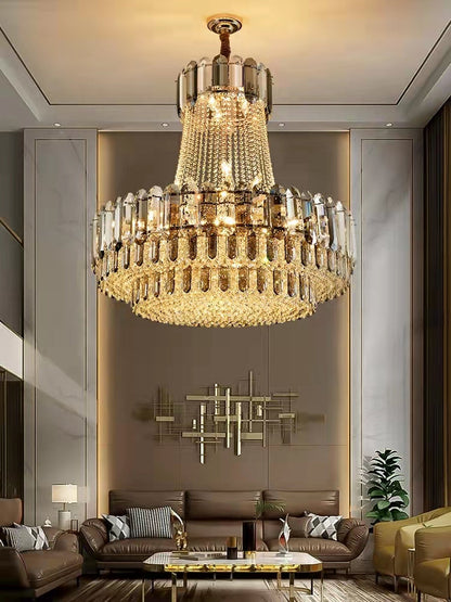 High-grade Crystal Chandelier For Living Room Luxury Duplex Hallway Ceiling Light Fixture